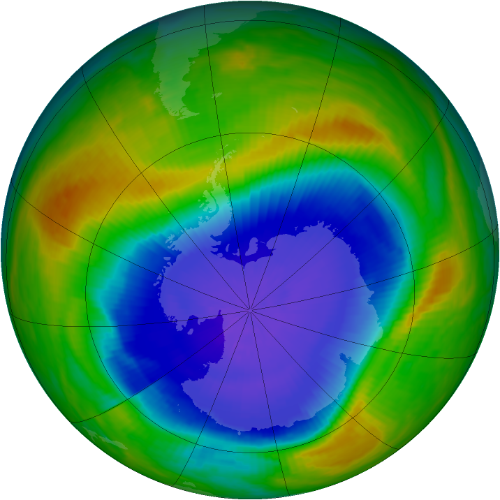 Antarctic ozone map for 29 October 1987